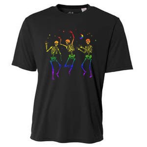 Halloween Pride Dancing Skeletons Celebrate LGBTQ+ Cooling Performance Crew T-Shirt