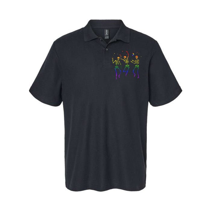 Halloween Pride Dancing Skeletons Celebrate LGBTQ+ Softstyle Adult Sport Polo