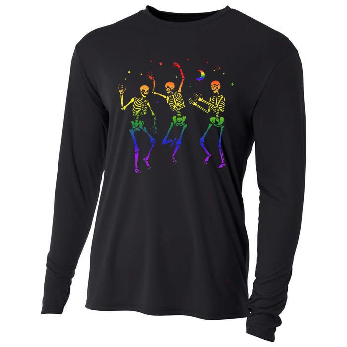 Halloween Pride Dancing Skeletons Celebrate LGBTQ+ Cooling Performance Long Sleeve Crew