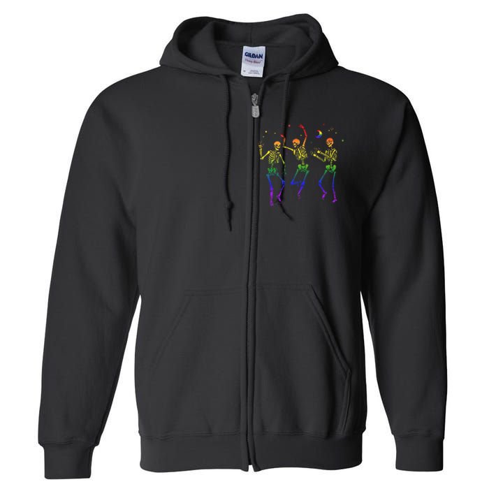 Halloween Pride Dancing Skeletons Celebrate LGBTQ+ Full Zip Hoodie