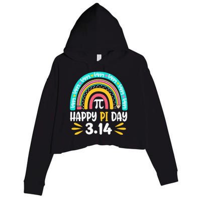 Happy Pi Day Mathematic Math Teacher Gift Rainbow Crop Fleece Hoodie