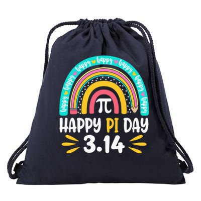 Happy Pi Day Mathematic Math Teacher Gift Rainbow Drawstring Bag