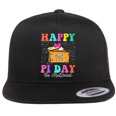 Happy Pi Day Funny Math Coach Teacher Pi Day Coquette Bow Flat Bill Trucker Hat