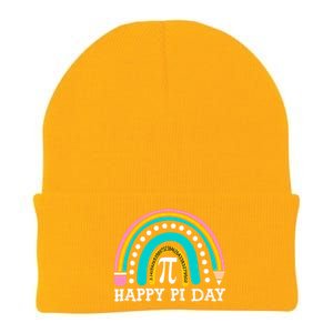 Happy Pi Day Rainbow Math Teacher Pi Day Gift Knit Cap Winter Beanie