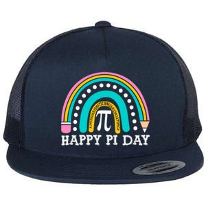 Happy Pi Day Rainbow Math Teacher Pi Day Gift Flat Bill Trucker Hat