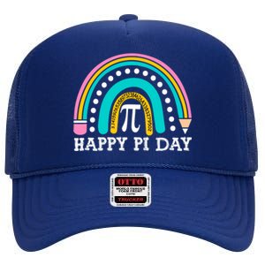 Happy Pi Day Rainbow Math Teacher Pi Day Gift High Crown Mesh Back Trucker Hat