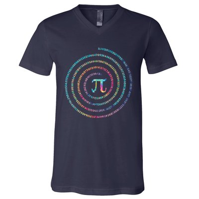 Happy Pi Day Tie Dye Pi Mathematic Math Teachers V-Neck T-Shirt