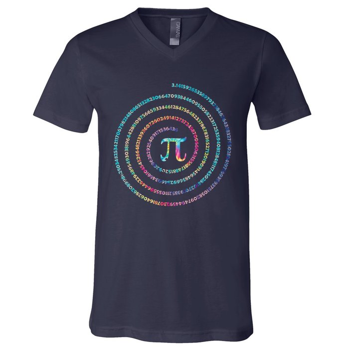 Happy Pi Day Tie Dye Pi Mathematic Math Teachers V-Neck T-Shirt