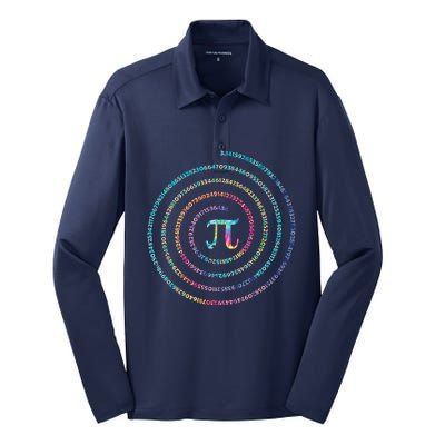 Happy Pi Day Tie Dye Pi Mathematic Math Teachers Silk Touch Performance Long Sleeve Polo