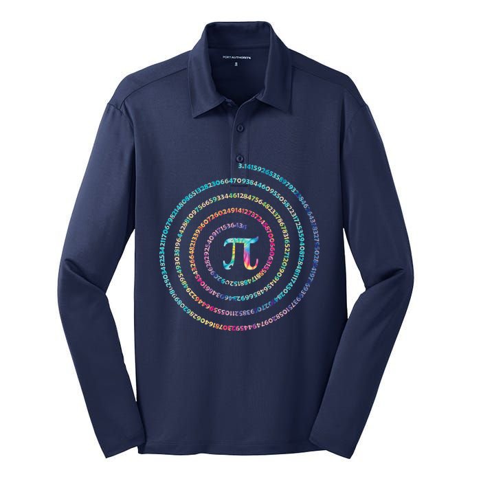 Happy Pi Day Tie Dye Pi Mathematic Math Teachers Silk Touch Performance Long Sleeve Polo