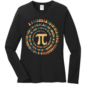 Happy Pi Day Mathematic Math Teacher Gift Spiral Pi 3.14 Ladies Long Sleeve Shirt