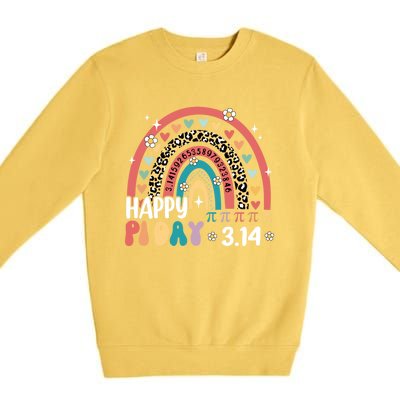 Happy Pi Day Leopard Rainbow Mathematic Math Teacher Funny Funny Gift Premium Crewneck Sweatshirt