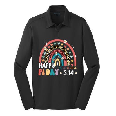 Happy Pi Day Leopard Rainbow Mathematic Math Teacher Funny Funny Gift Silk Touch Performance Long Sleeve Polo