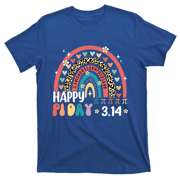 Happy Pi Day Leopard Rainbow Mathematic Math Teacher Funny Funny Gift T-Shirt