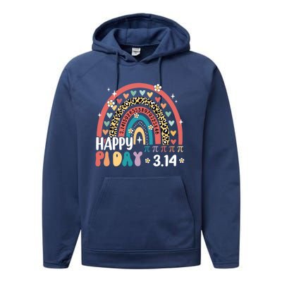 Happy Pi Day Leopard Rainbow Mathematic Math Teacher Funny Funny Gift Performance Fleece Hoodie