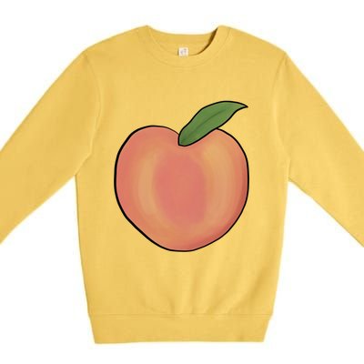 Handdrawn Peachy Delight Present Fruit Lovers Gift Premium Crewneck Sweatshirt