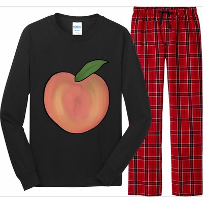 Handdrawn Peachy Delight Present Fruit Lovers Gift Long Sleeve Pajama Set