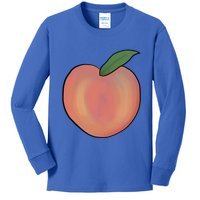 Handdrawn Peachy Delight Present Fruit Lovers Gift Kids Long Sleeve Shirt