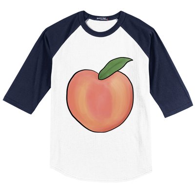 Handdrawn Peachy Delight Present Fruit Lovers Gift Baseball Sleeve Shirt