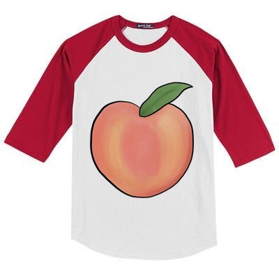 Handdrawn Peachy Delight Present Fruit Lovers Gift Kids Colorblock Raglan Jersey