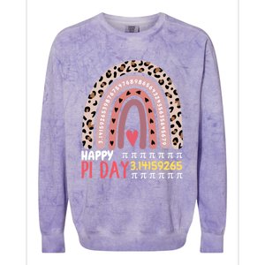 Happy Pi Day Leopard Rainbow Mathematic Math Teacher Gift Colorblast Crewneck Sweatshirt