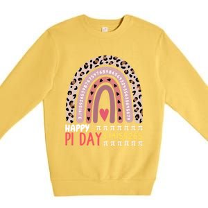 Happy Pi Day Leopard Rainbow Mathematic Math Teacher Gift Premium Crewneck Sweatshirt