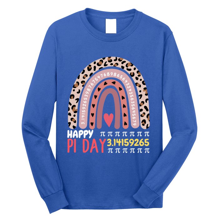 Happy Pi Day Leopard Rainbow Mathematic Math Teacher Gift Long Sleeve Shirt