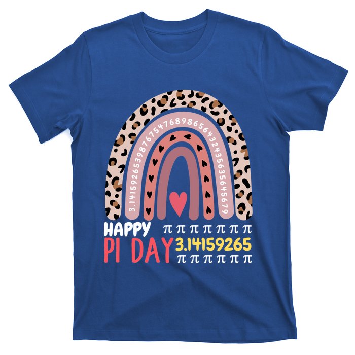 Happy Pi Day Leopard Rainbow Mathematic Math Teacher Gift T-Shirt