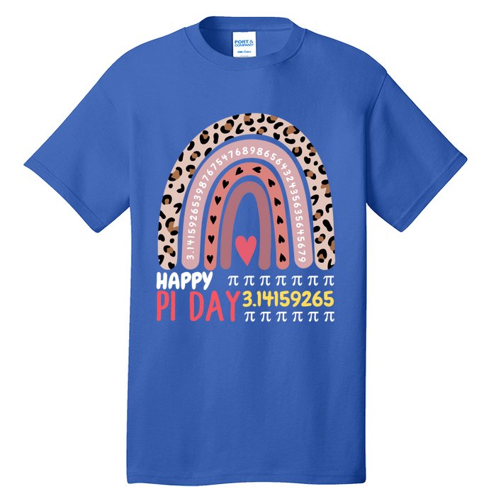 Happy Pi Day Leopard Rainbow Mathematic Math Teacher Gift Tall T-Shirt