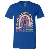 Happy Pi Day Leopard Rainbow Mathematic Math Teacher Gift V-Neck T-Shirt