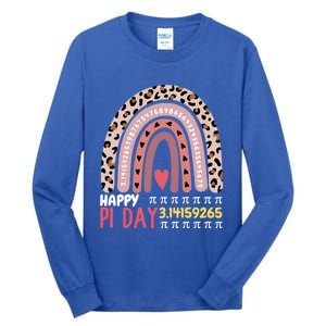 Happy Pi Day Leopard Rainbow Mathematic Math Teacher Gift Tall Long Sleeve T-Shirt