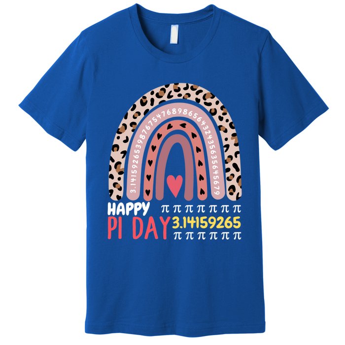 Happy Pi Day Leopard Rainbow Mathematic Math Teacher Gift Premium T-Shirt