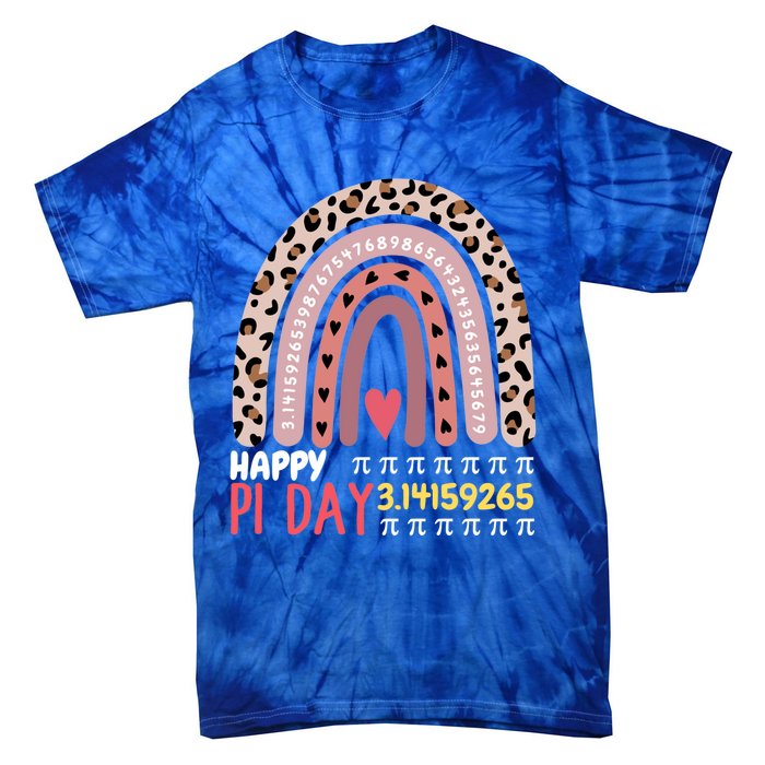 Happy Pi Day Leopard Rainbow Mathematic Math Teacher Gift Tie-Dye T-Shirt