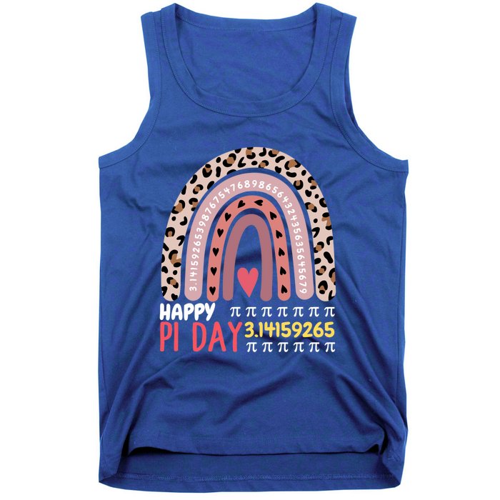 Happy Pi Day Leopard Rainbow Mathematic Math Teacher Gift Tank Top