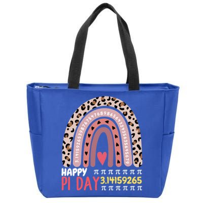 Happy Pi Day Leopard Rainbow Mathematic Math Teacher Gift Zip Tote Bag