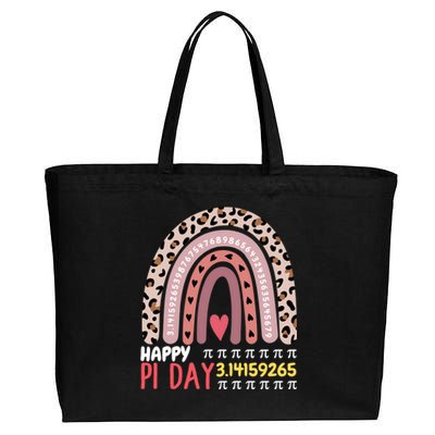 Happy Pi Day Leopard Rainbow Mathematic Math Teacher Gift Cotton Canvas Jumbo Tote