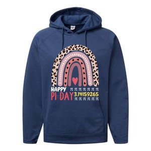 Happy Pi Day Leopard Rainbow Mathematic Math Teacher Gift Performance Fleece Hoodie