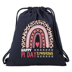 Happy Pi Day Leopard Rainbow Mathematic Math Teacher Gift Drawstring Bag