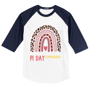 Happy Pi Day Leopard Rainbow Mathematic Math Teacher Gift Baseball Sleeve Shirt