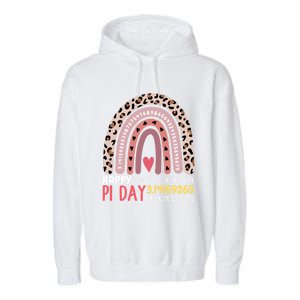 Happy Pi Day Leopard Rainbow Mathematic Math Teacher Gift Garment-Dyed Fleece Hoodie