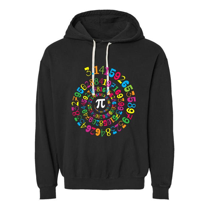 Happy Pi Day 3.14 Mathematic Math Teacher Gift Spiral Pi Day Garment-Dyed Fleece Hoodie