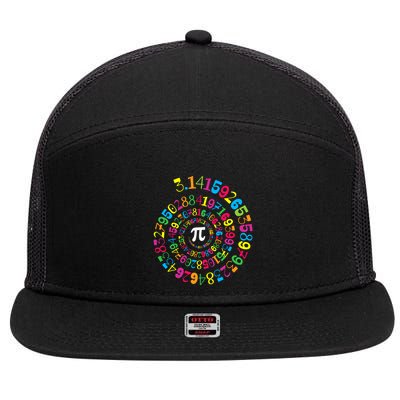 Happy Pi Day 3.14 Mathematic Math Teacher Gift Spiral Pi Day 7 Panel Mesh Trucker Snapback Hat