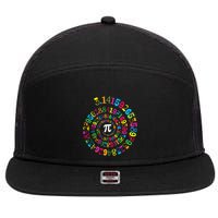 Happy Pi Day 3.14 Mathematic Math Teacher Gift Spiral Pi Day 7 Panel Mesh Trucker Snapback Hat