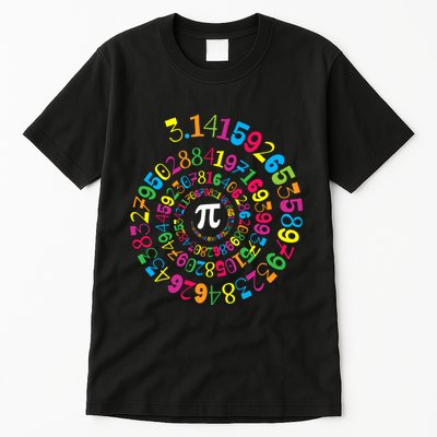 Happy Pi Day 3.14 Mathematic Math Teacher Gift Spiral Pi Day Tall T-Shirt