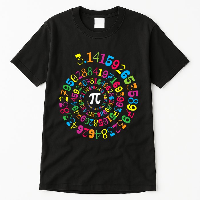 Happy Pi Day 3.14 Mathematic Math Teacher Gift Spiral Pi Day Tall T-Shirt