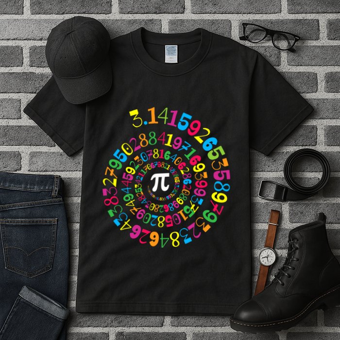 Happy Pi Day 3.14 Mathematic Math Teacher Gift Spiral Pi Day Tall T-Shirt