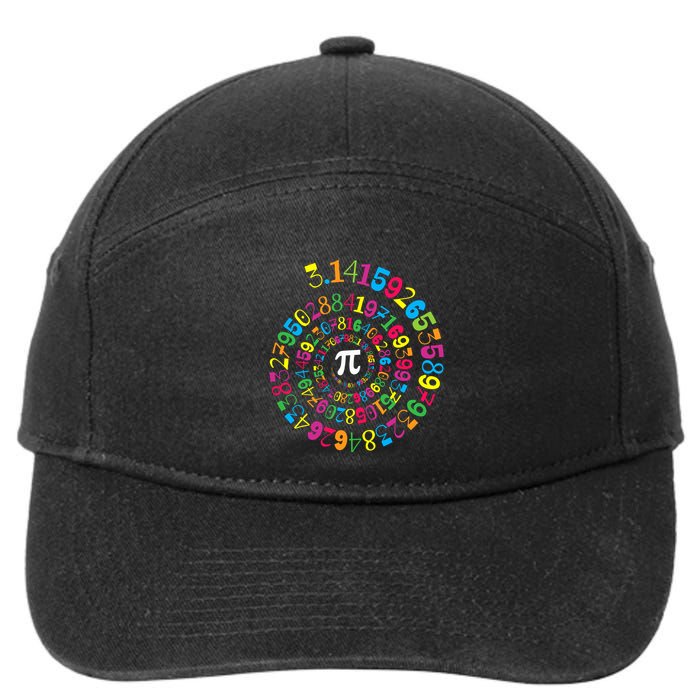 Happy Pi Day 3.14 Mathematic Math Teacher Gift Spiral Pi Day 7-Panel Snapback Hat