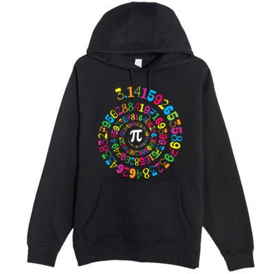 Happy Pi Day 3.14 Mathematic Math Teacher Gift Spiral Pi Day Premium Pullover Hoodie