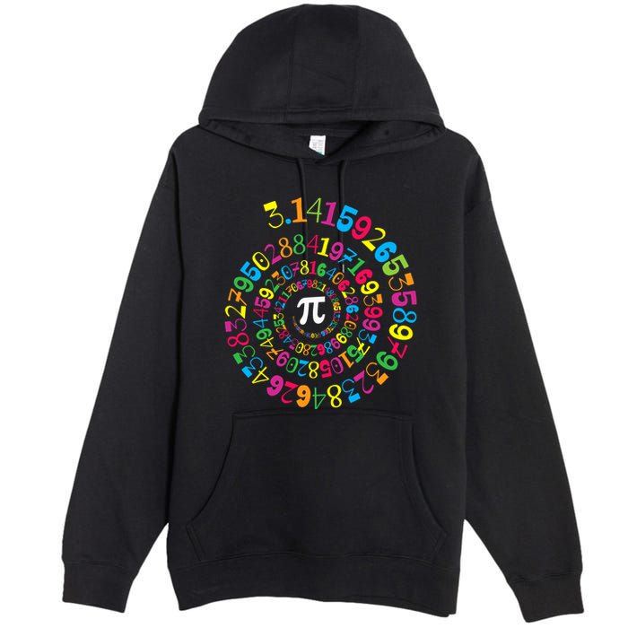 Happy Pi Day 3.14 Mathematic Math Teacher Gift Spiral Pi Day Premium Pullover Hoodie