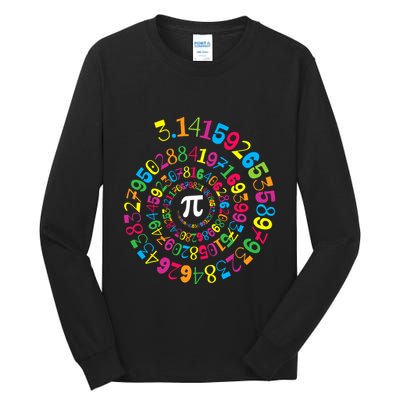 Happy Pi Day 3.14 Mathematic Math Teacher Gift Spiral Pi Day Tall Long Sleeve T-Shirt